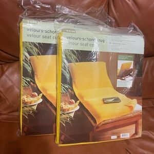 Set of 2 - TCM Yellow Velour Extra Long Lounge Beach Chair Cover 70cm x 200 cm